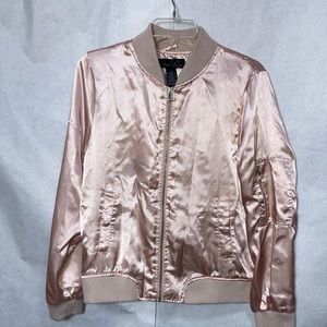 Brandon Thomas Champagne Pink “Silk” Bomber Jacket Size Large Fast Ship